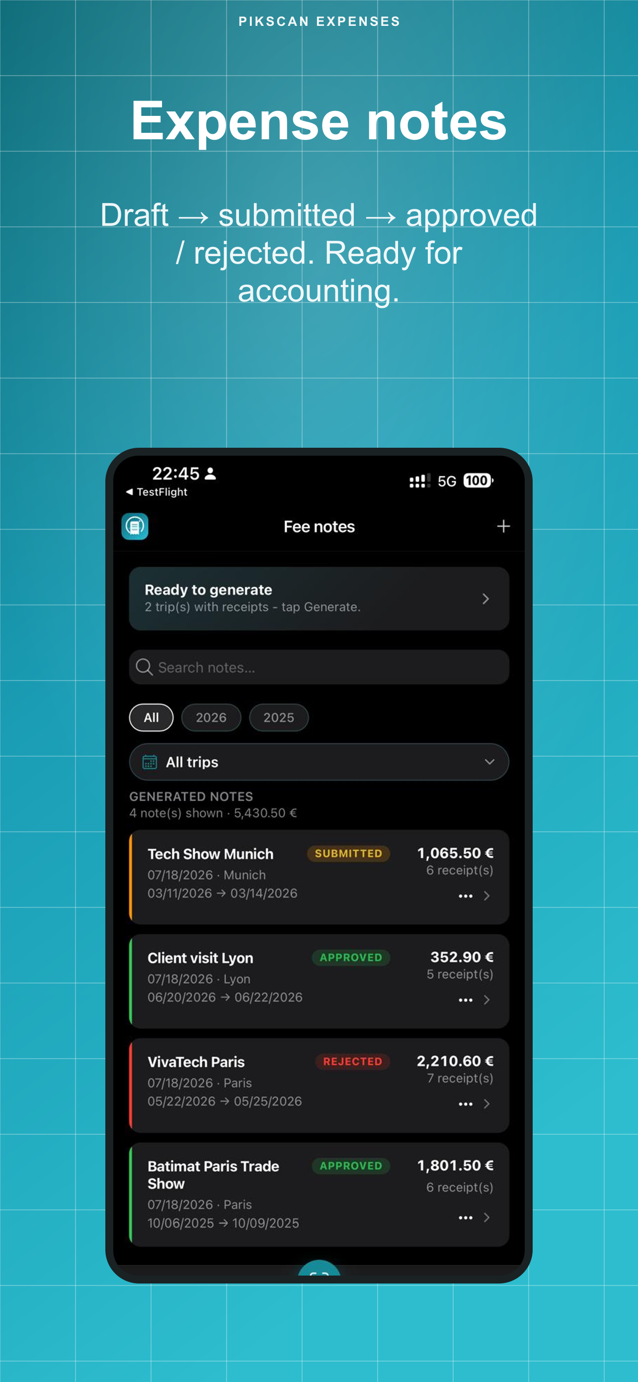 Expense notes list