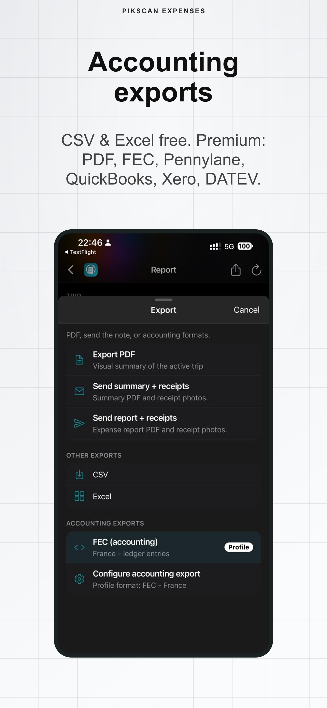 Accounting export formats