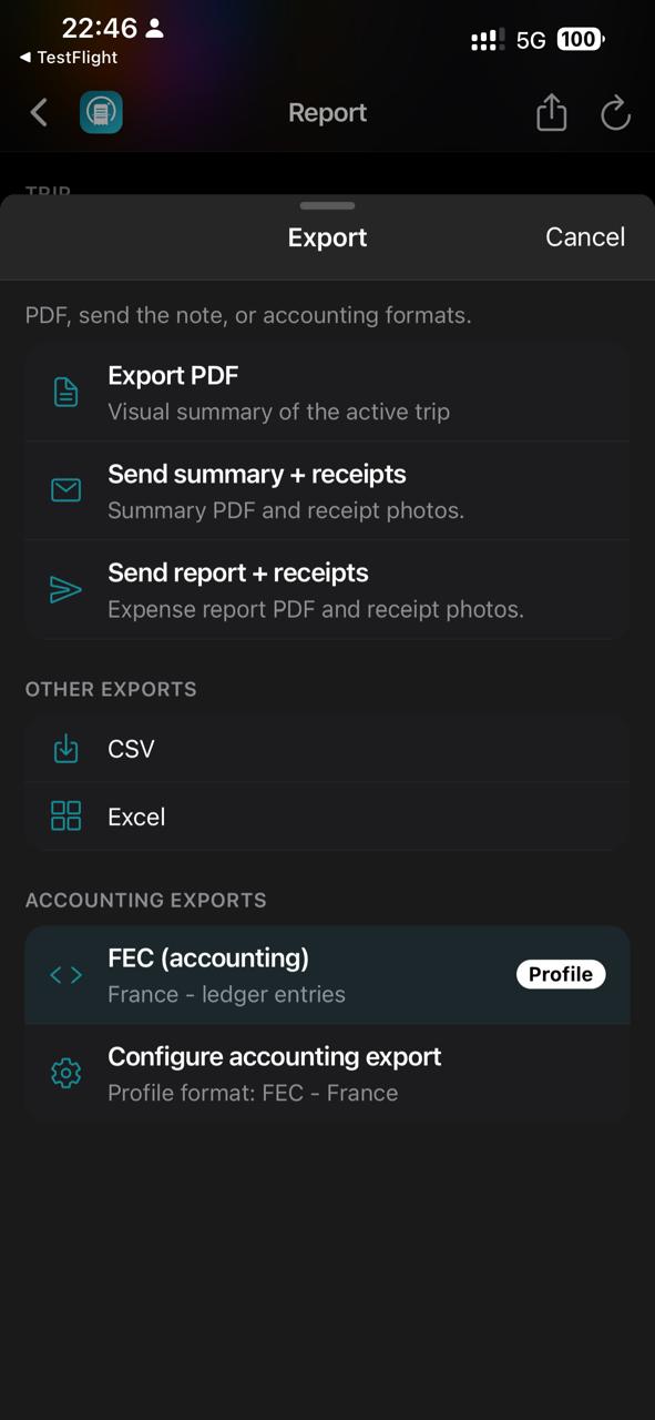 Accounting export formats